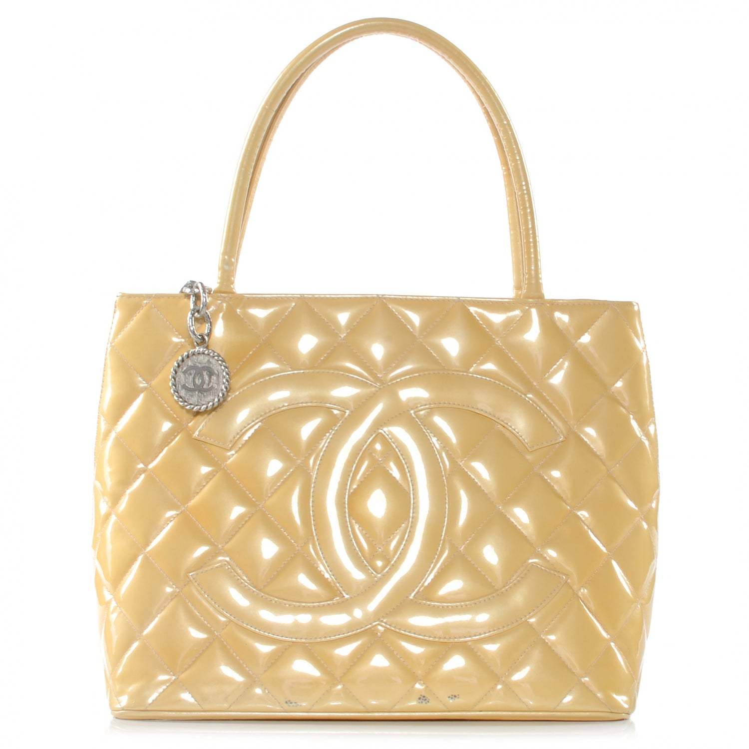 Chanel Patent Medallion Tote Yellow 1 of 8