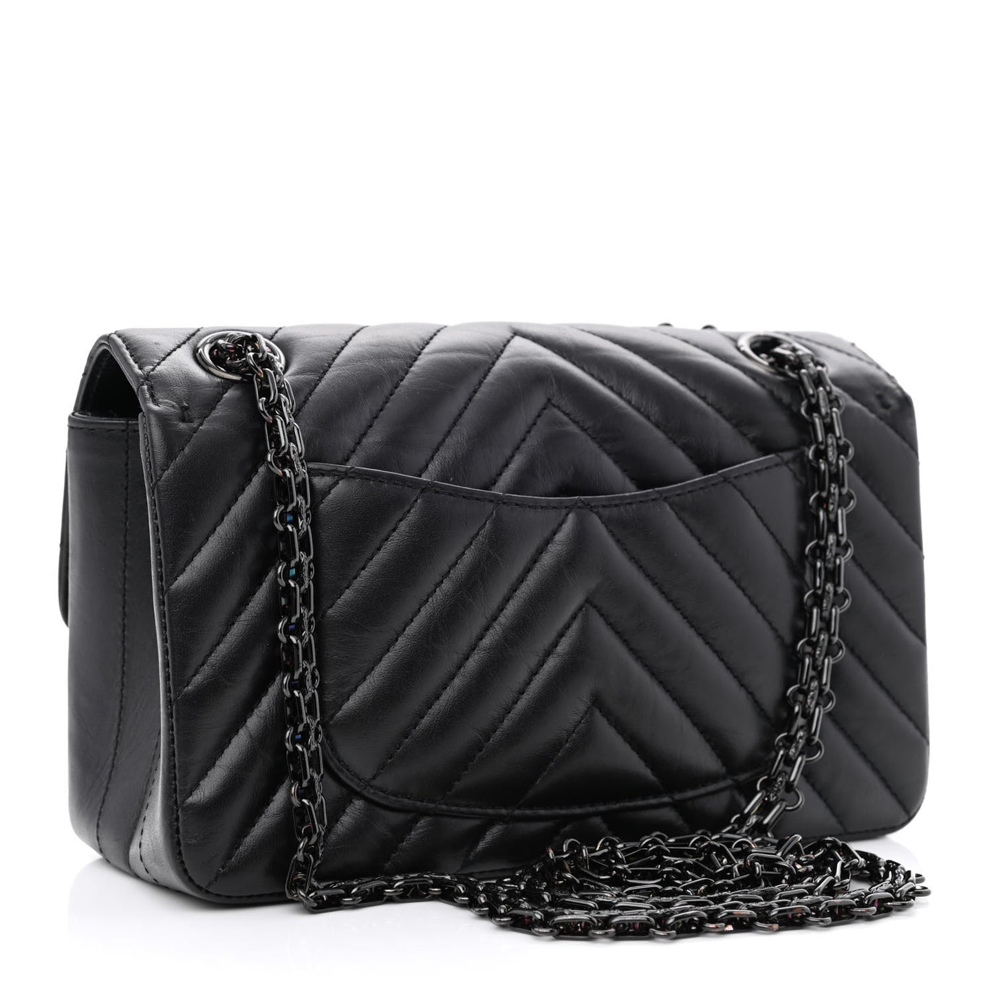 Aged Calfskin Chevron Quilted 2.55 Reissue Mini Flap So Black