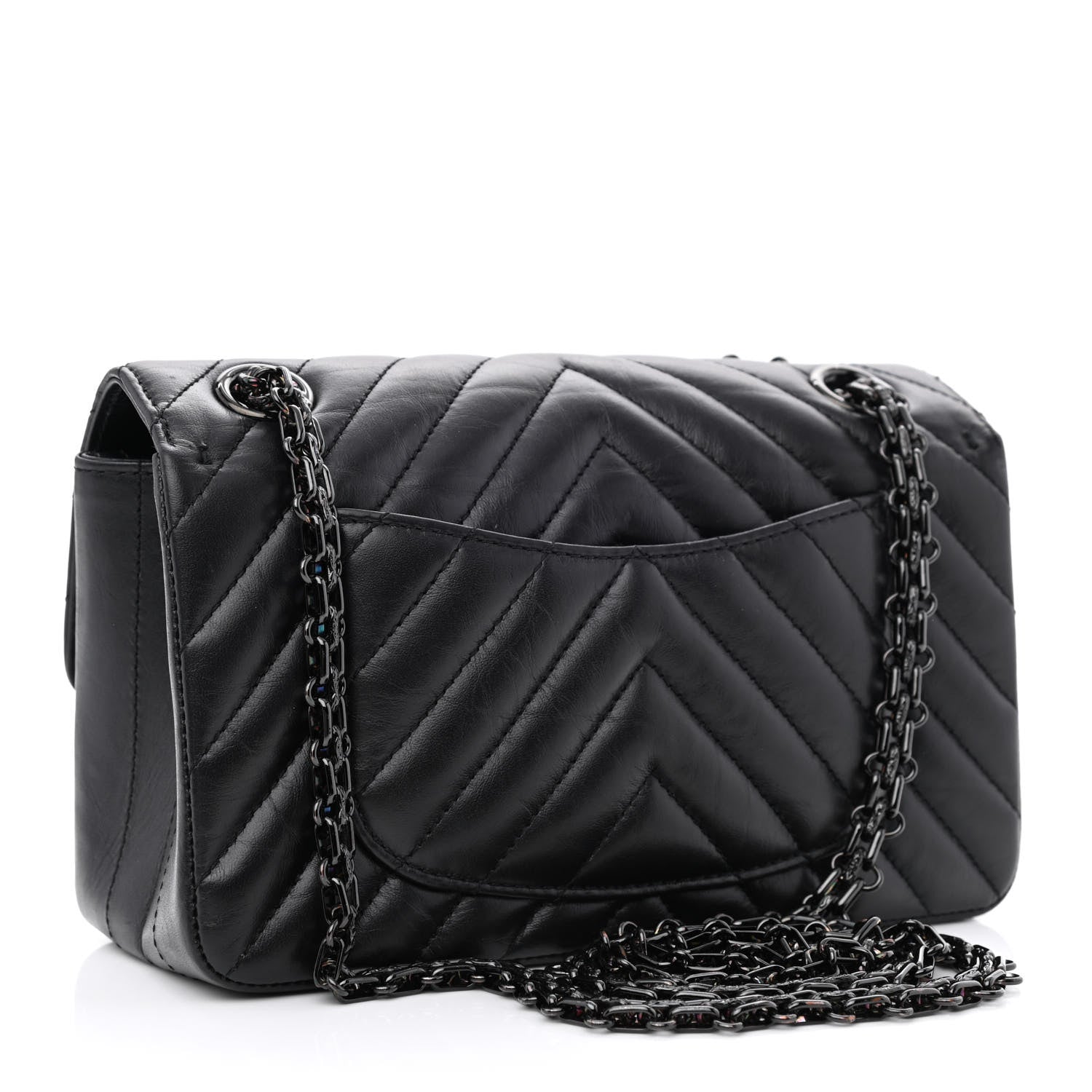 Chanel Aged Calfskin Chevron Quilted 2.55 Reissue Mini Flap So Black 3 of 12