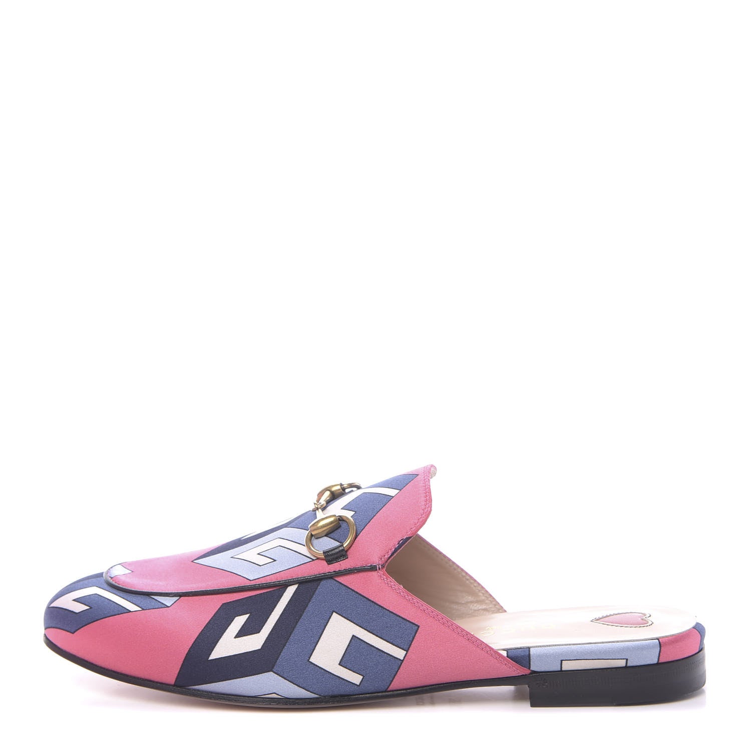 Gucci Satin GG Wallpaper Womens Princetown Slippers 35.5 Pink Flamboyant Blue Black 1 of 9