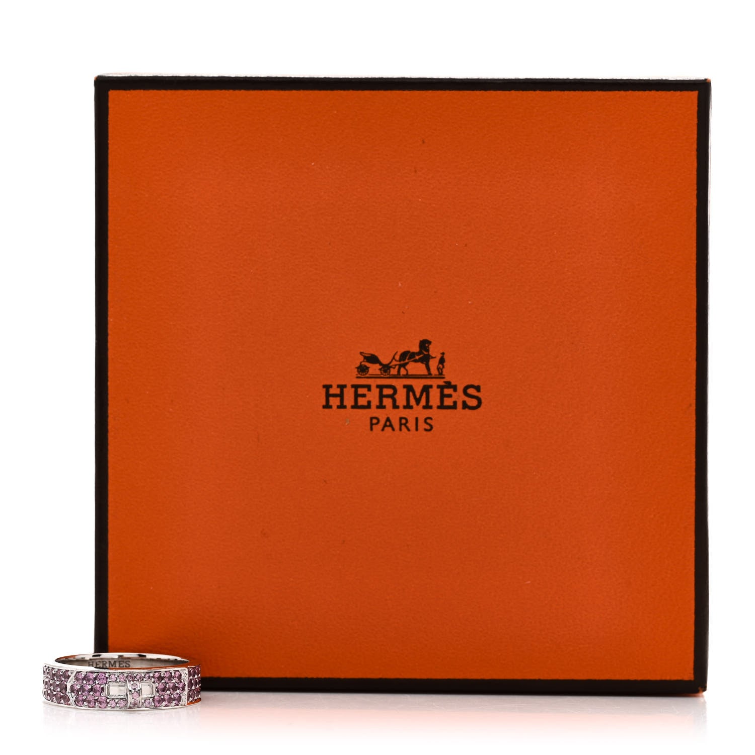 Hermes 18K White Gold Pink Sapphire Pave Kelly Ring 52 6 5 of 5