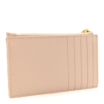 Saint Laurent Monogram Grain de Poudre 5 Fragments Zip Pouch Card Holder Dark Beige 3 of 7