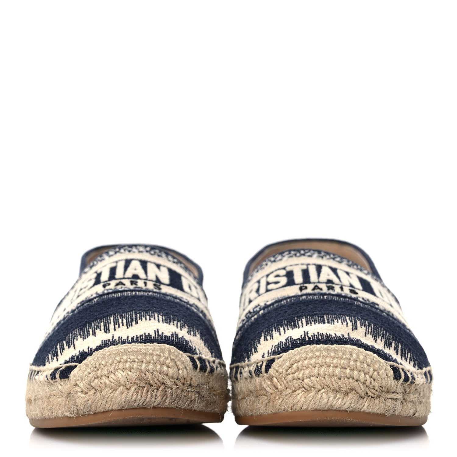 Christian Dior Cotton D-Stripes Embroidered Granville 15mm Espadrilles 37 Deep Blue 2 of 12