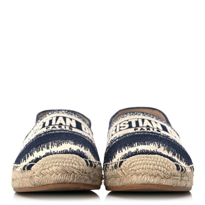 Christian Dior Cotton D-Stripes Embroidered Granville 15mm Espadrilles 37 Deep Blue 2 of 12