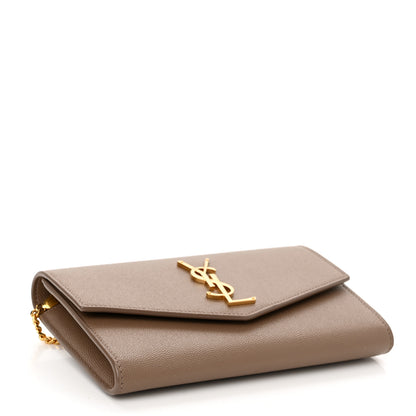 Saint Laurent Grain De Poudre Monogram Uptown Chain Wallet Taupe 5 of 13