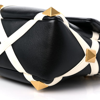 Valentino Garavani Nappa Large Roman Stud Shoulder Bag Black White 8 of 10