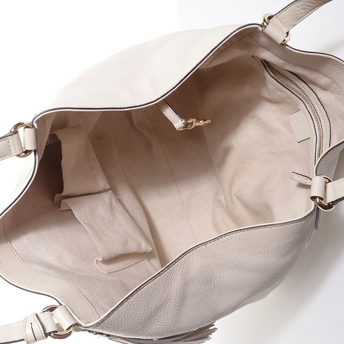 Pebbled Calfskin Medium Soho Shoulder Bag Off White