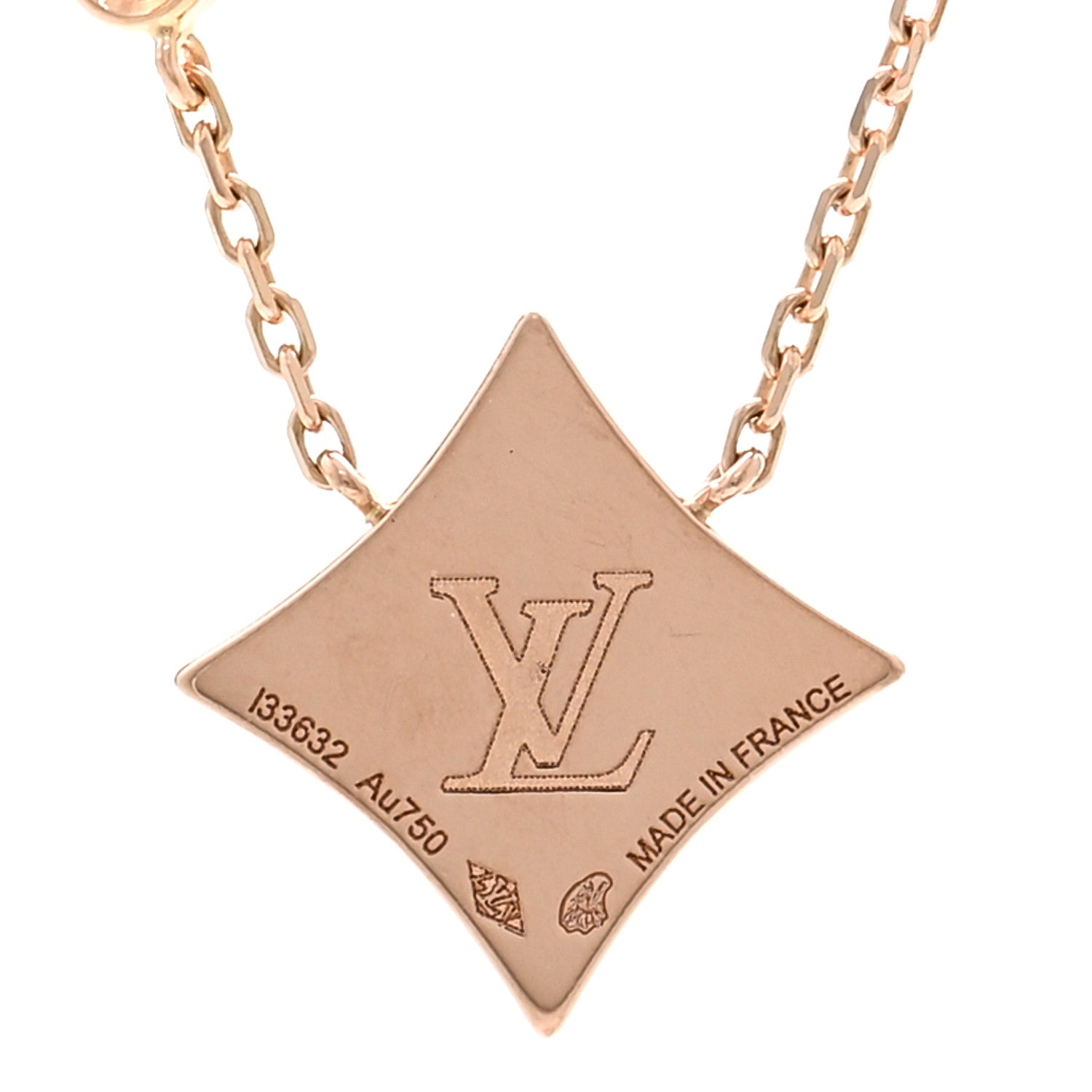 Louis Vuitton 18K Pink Gold Diamond Malachite Color Blossom BB Star Pendant Necklace 4 of 5