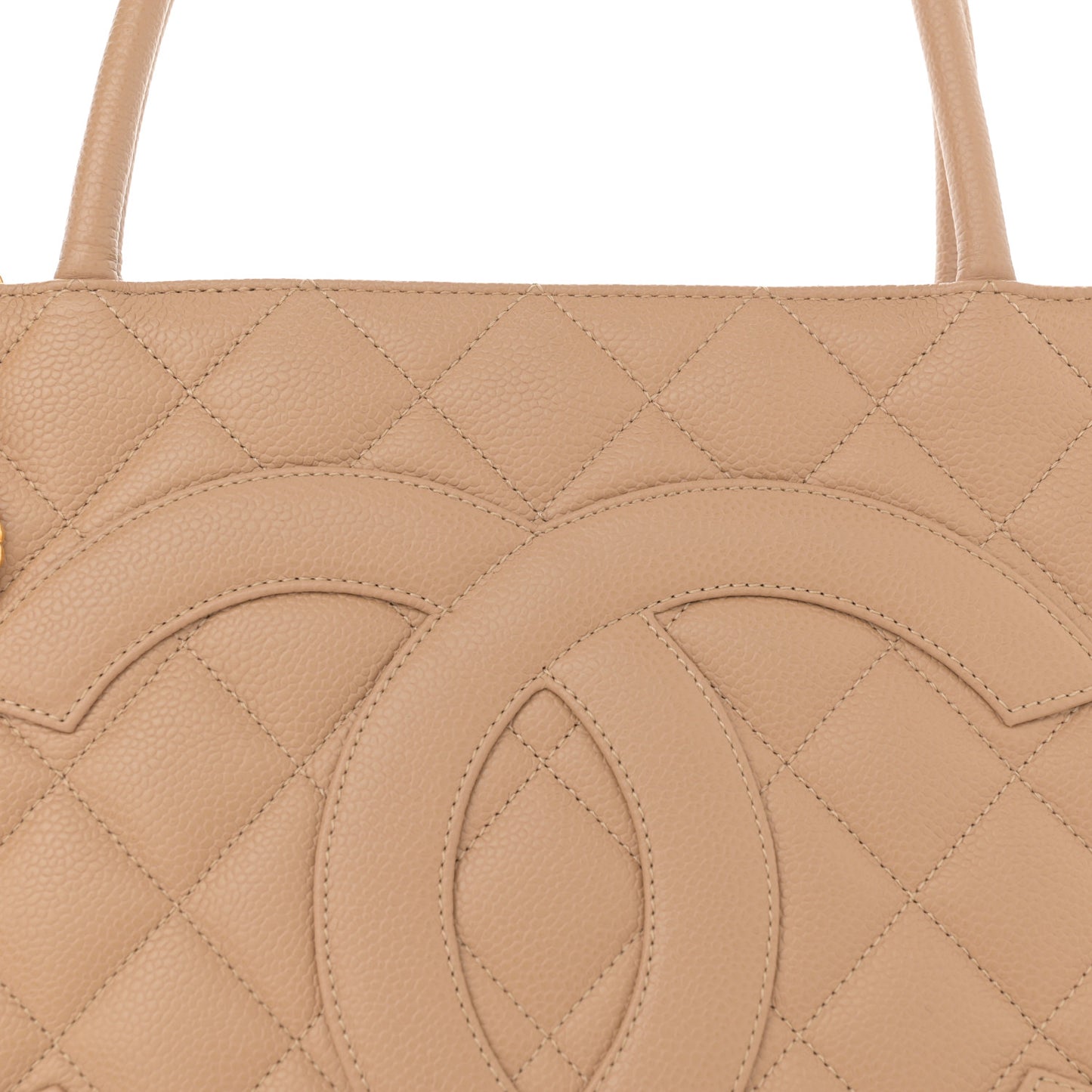 Caviar Quilted Medallion Tote Beige