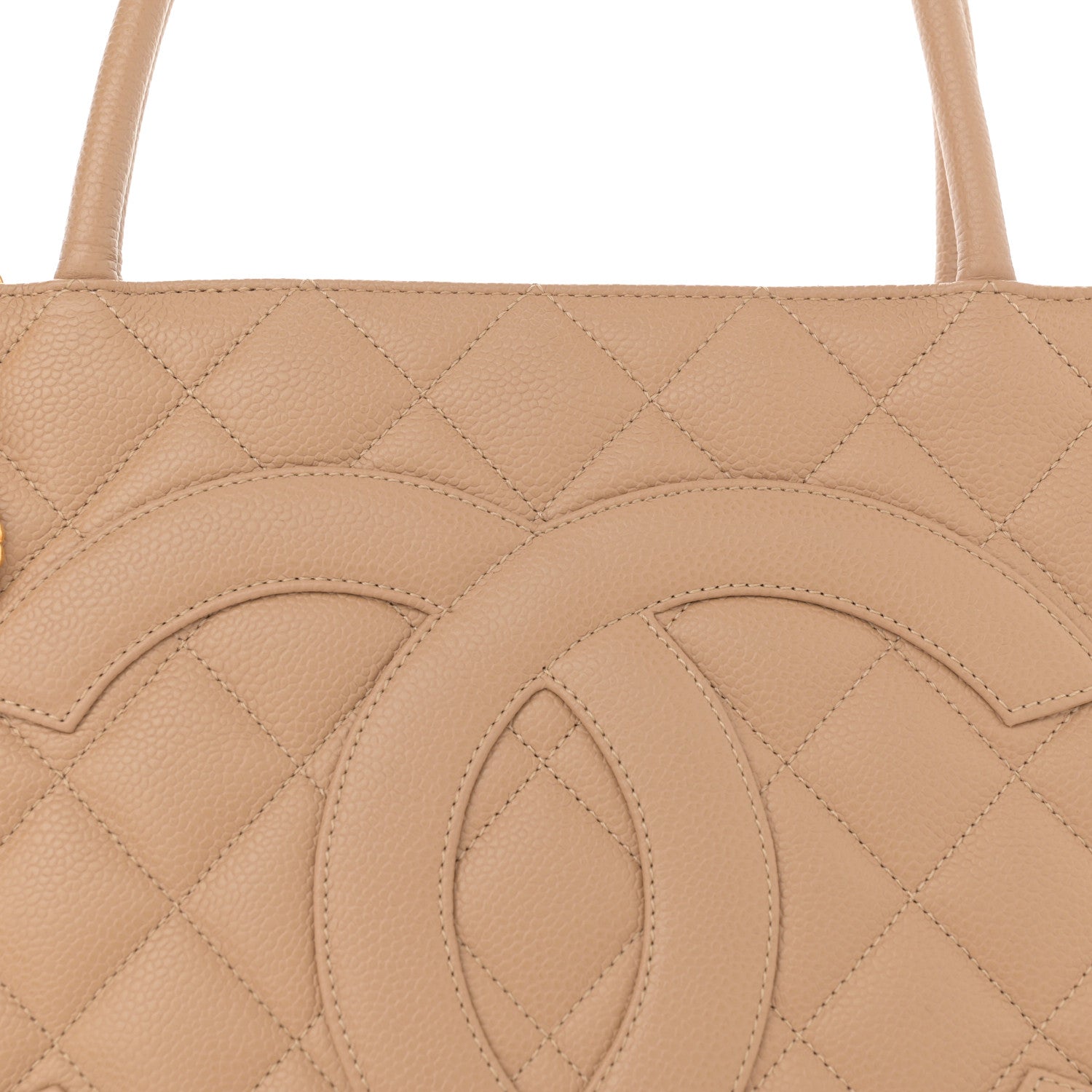 Chanel Caviar Quilted Medallion Tote Beige 8 of 12
