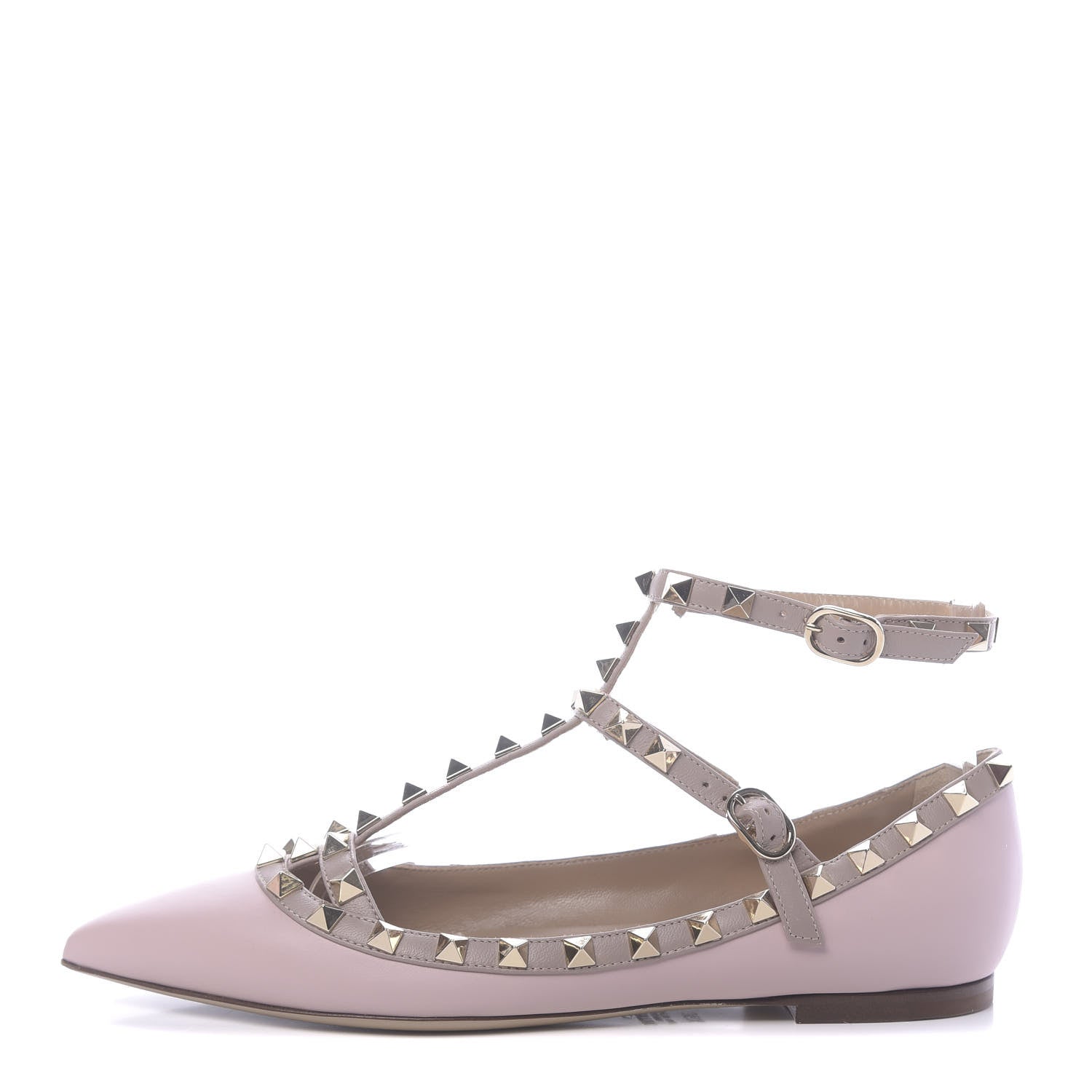 Valentino Garavani Nappa Rockstud Cage Ballerina Flats 36.5 Water Rose Poudre 1 of 10