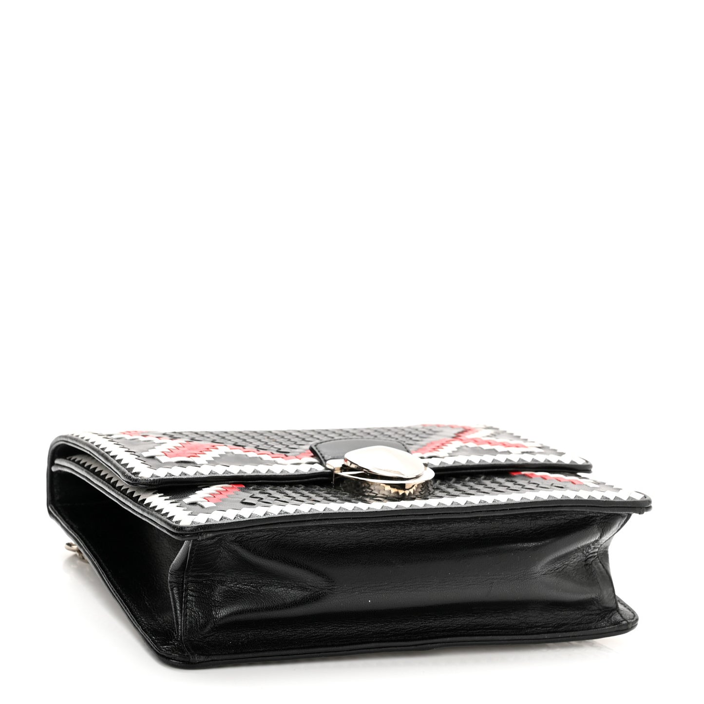 Madras Woven Shoulder Bag Black Fuoco White