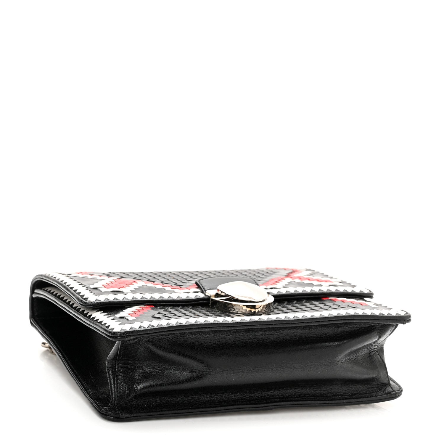 Prada Madras Woven Shoulder Bag Black Fuoco White 4 of 10