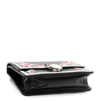 Prada Madras Woven Shoulder Bag Black Fuoco White 4 of 10