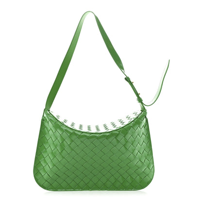 Bottega Veneta Brushed Calfskin Intrecciato Cradle Fold Over Shoulder Bag Parakeet 1 of 9