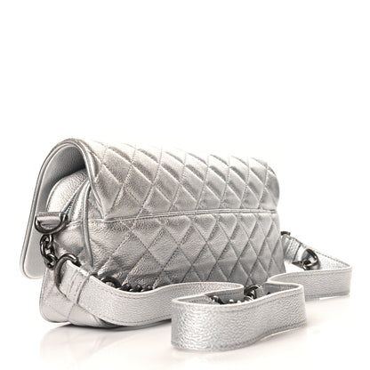 Chanel Metallic Calfskin Quilted Small Chain Detail Flap Silver 3 of 10