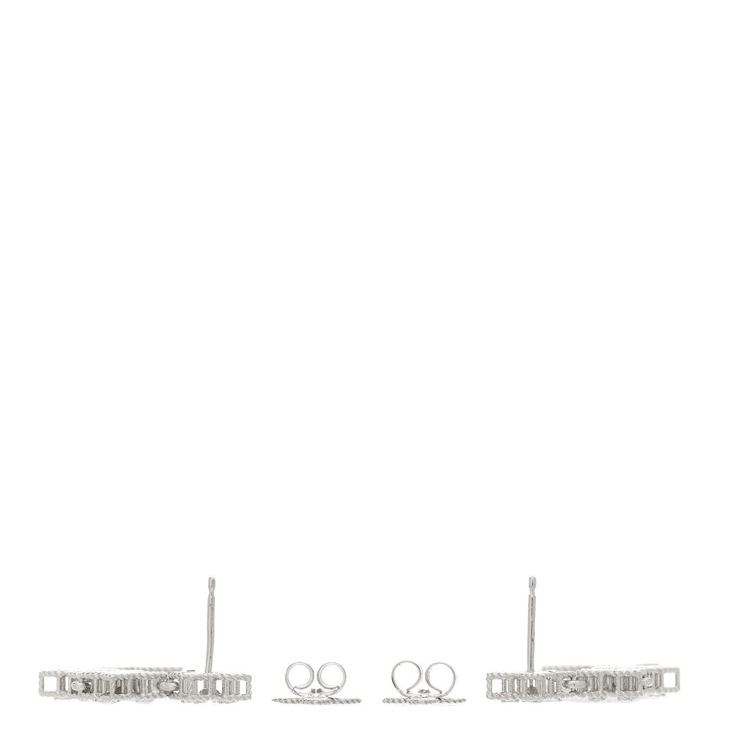 Roberto Coin 18K White Gold Diamond Princess Flower Three Station Drop Earrings 3 of 4