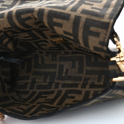 Fendi Fabric Jacquard FF 1974 Mini Baguette Tobacco Moro Black 4 of 4