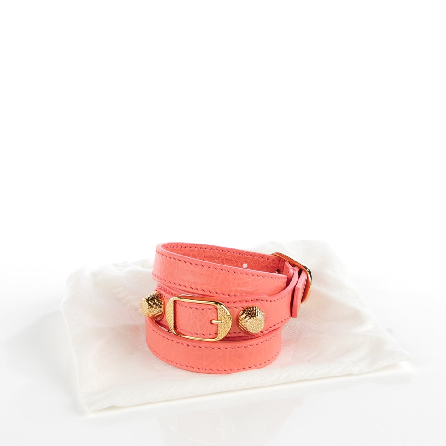 Agneau Giant 12 Gold Hardware Triple Tour M Bracelet Rose Azalee