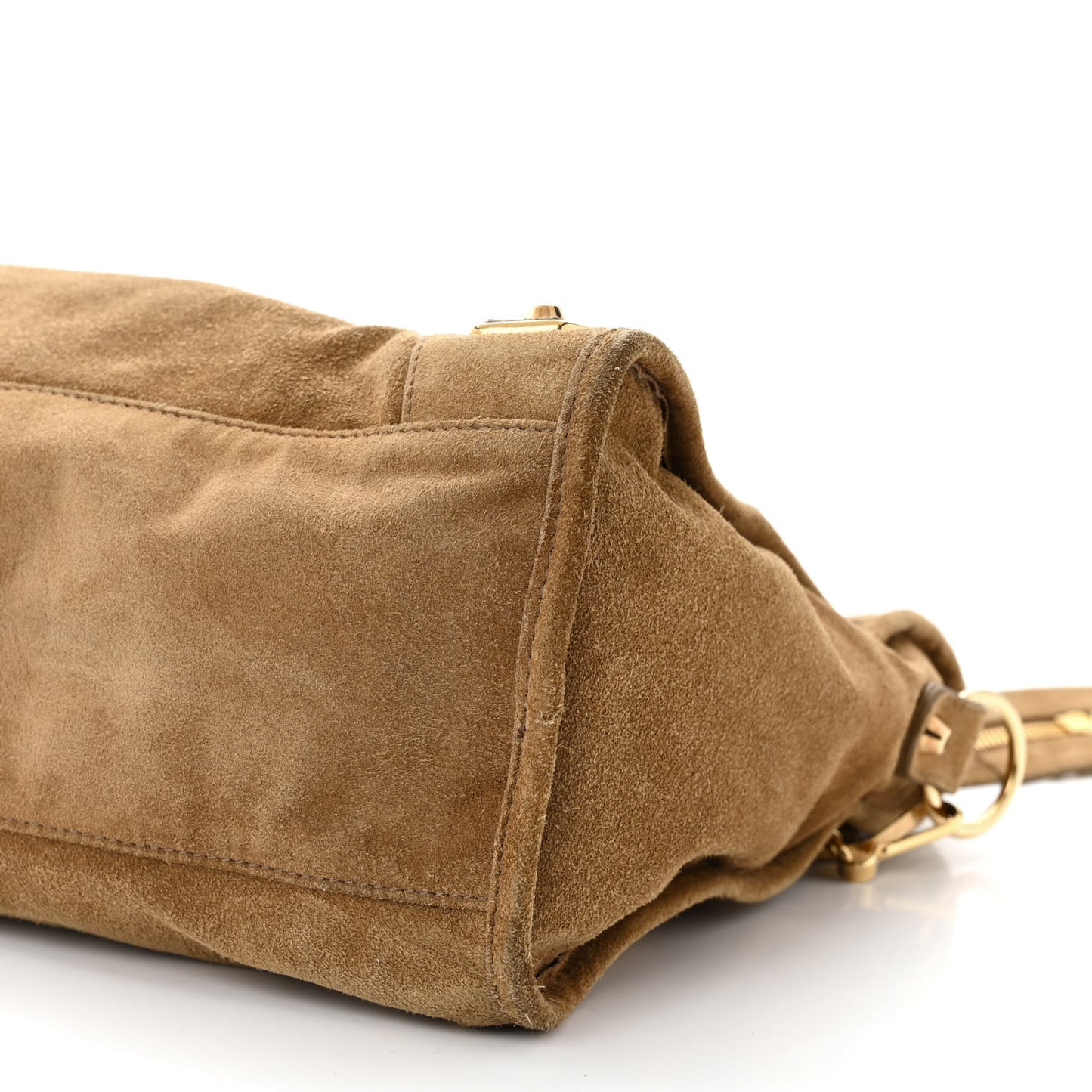 Baby Daim Suede Gold Metallic Edge Hardware City Beige Latte