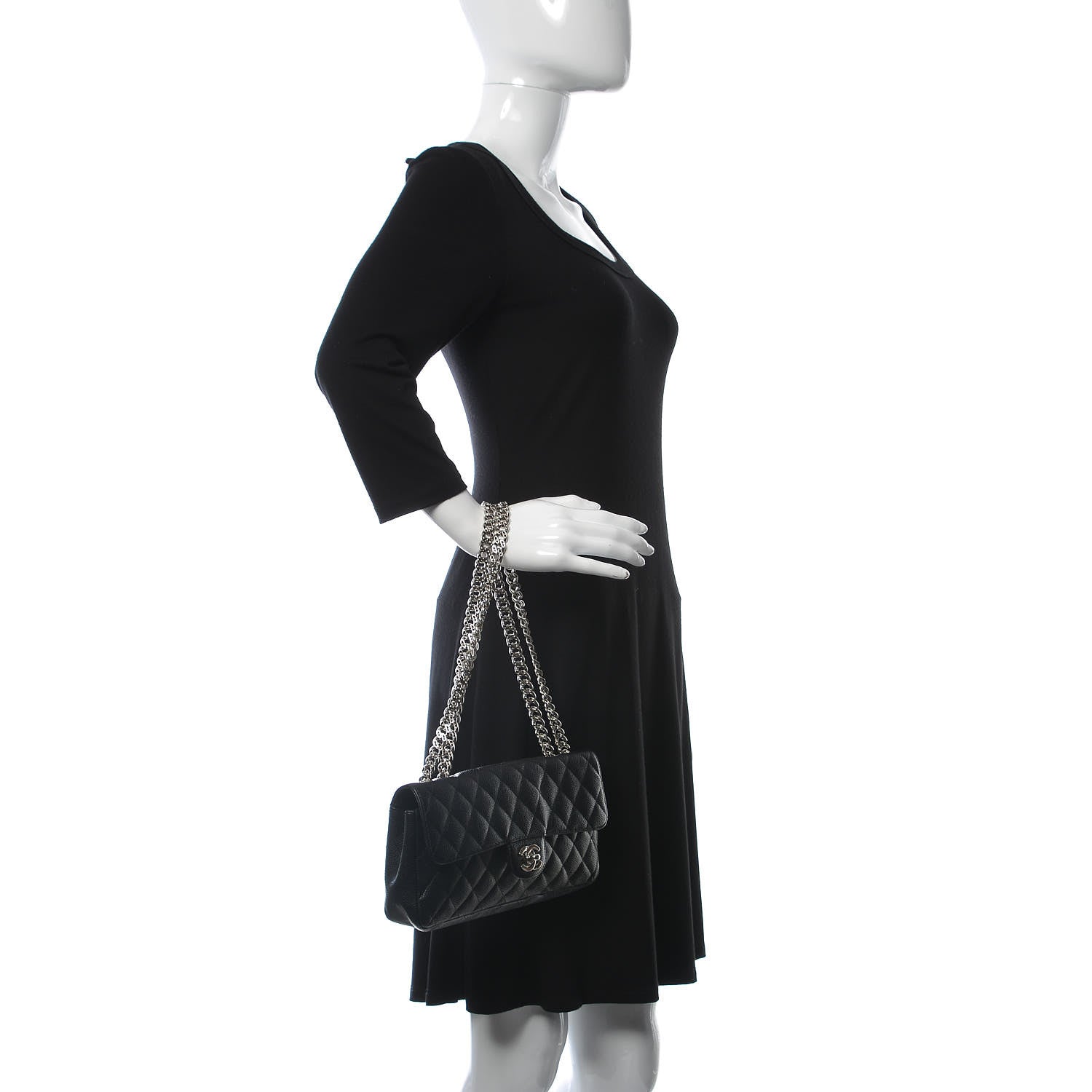 Chanel Caviar Quilted East West Flap Bijoux Chain Black 2 of 11