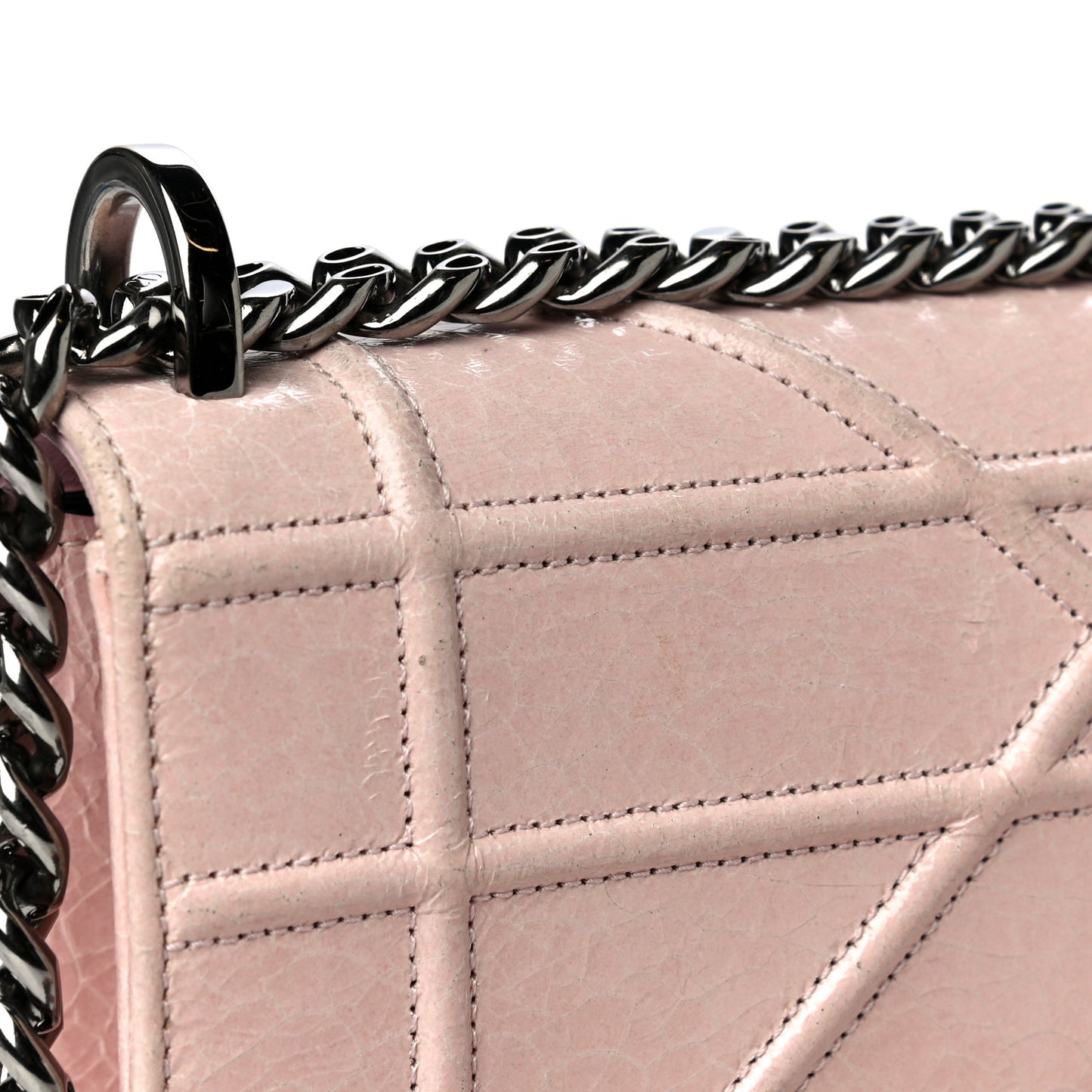 Ceramic Effect Deerskin Small Diorama Flap Bag Pink