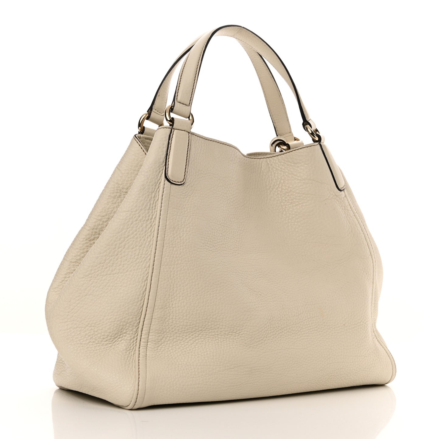 Pebbled Calfskin Medium Soho Shoulder Bag Off White