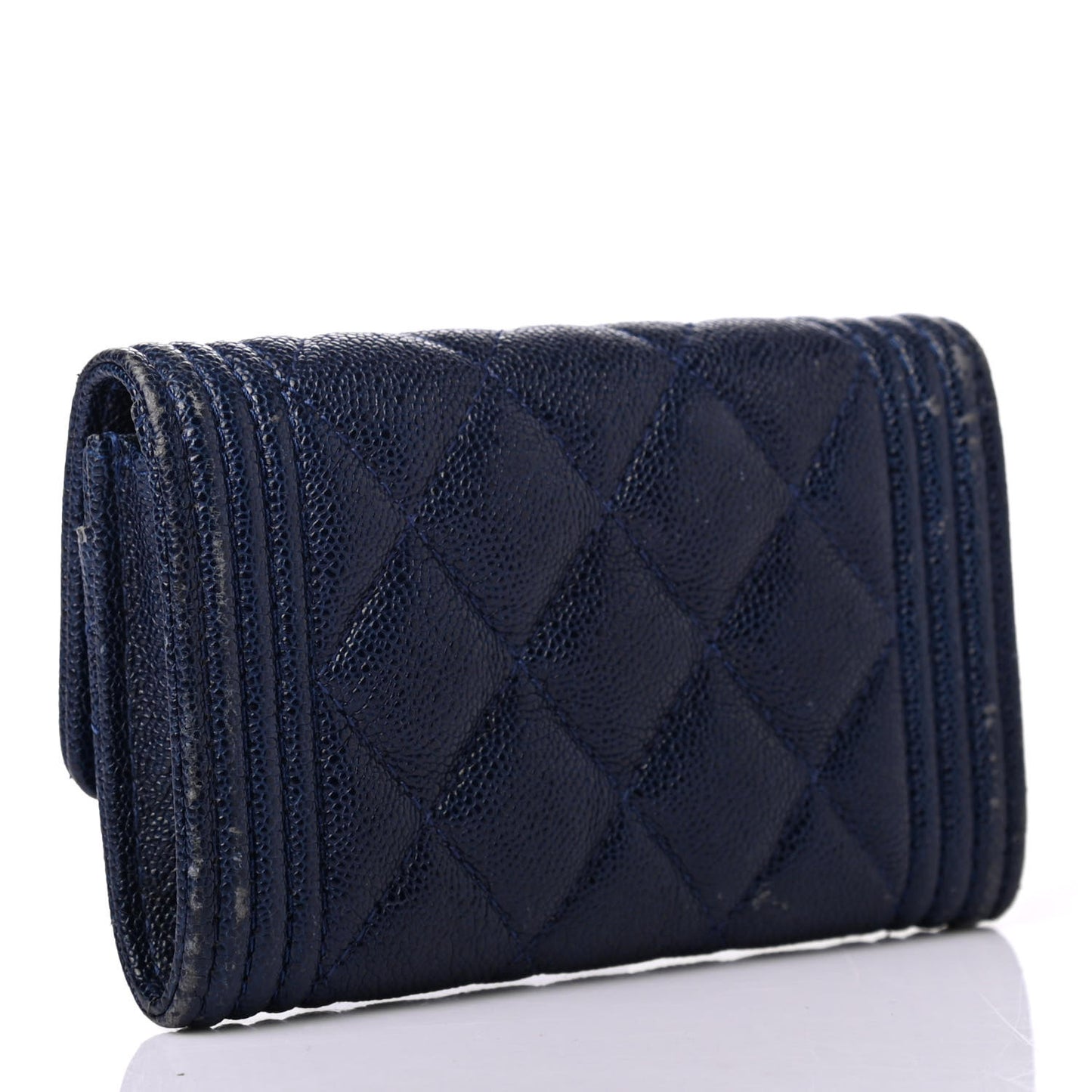 Caviar Quilted Boy Flap Card Holder Blue