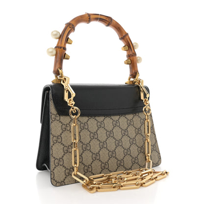 Gucci GG Supreme Monogram Goatskin Pearl Mini Fox Broche Bamboo Top Handle Bag Beige Ebony Black Hibiscus Red Mystic White 3 of 13
