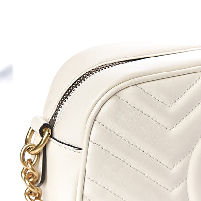Gucci Calfskin Matelasse Small GG Marmont Chain Shoulder Bag White 12 of 13