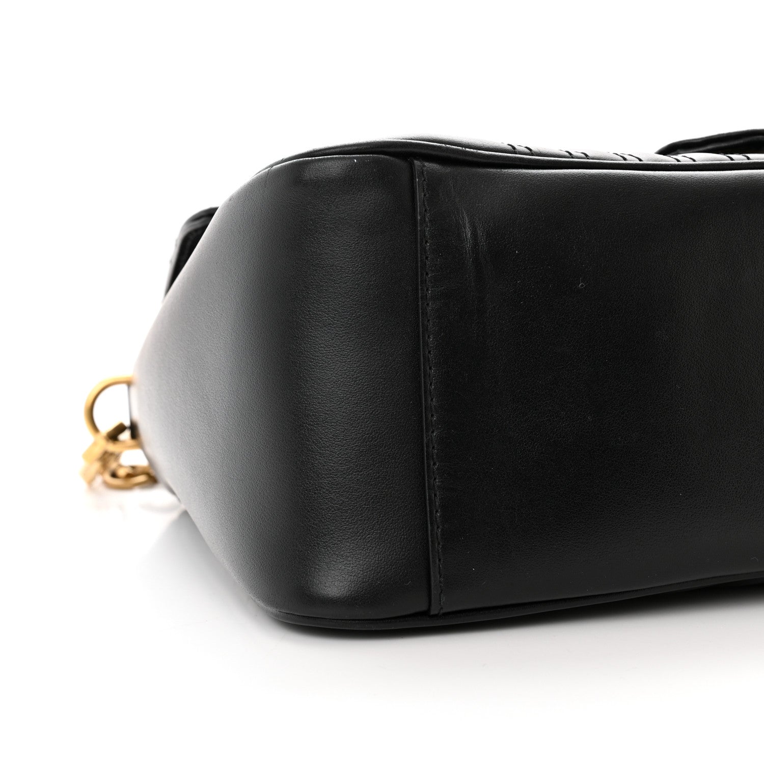 Gucci Calfskin Matelasse Small GG Marmont Top Handle Shoulder Bag Black 10 of 13