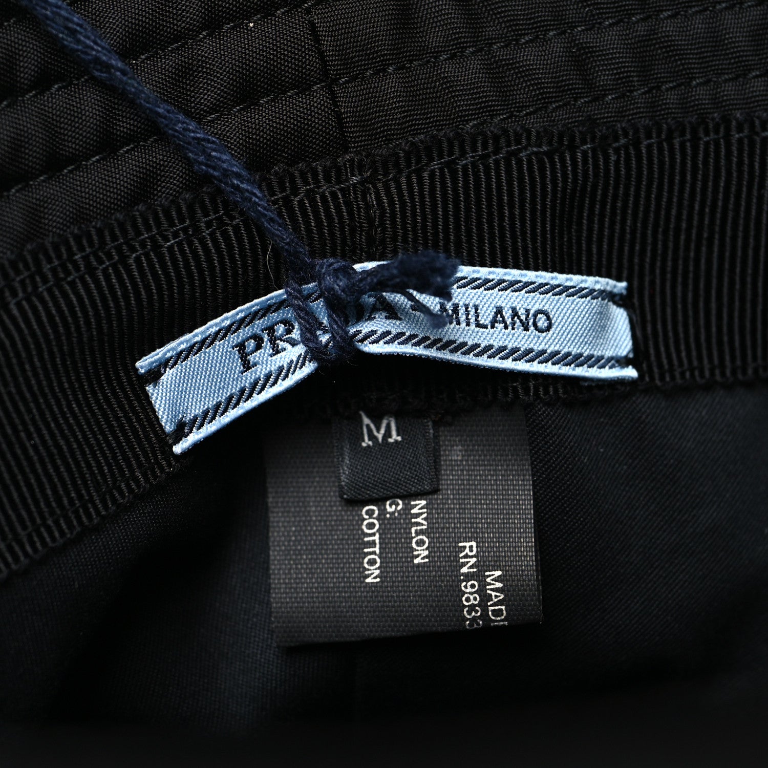 Prada Nylon Metal Triangle Logo Womens Bucket Hat M Black 7 of 8