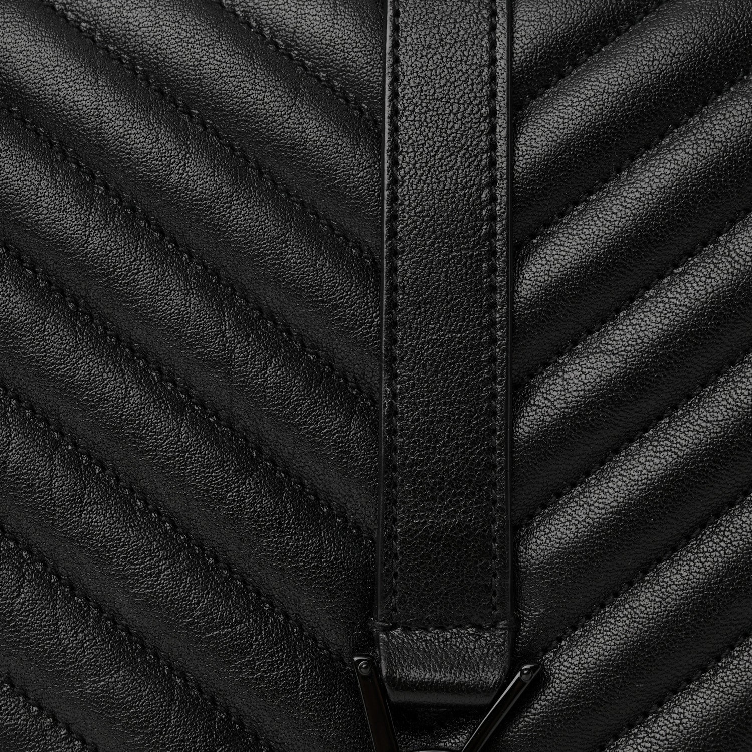 Saint Laurent Sheepskin Matelasse Chevron Monogram Monochrome Large College Satchel Black 10 of 14