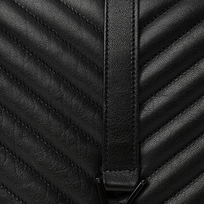 Saint Laurent Sheepskin Matelasse Chevron Monogram Monochrome Large College Satchel Black 10 of 14