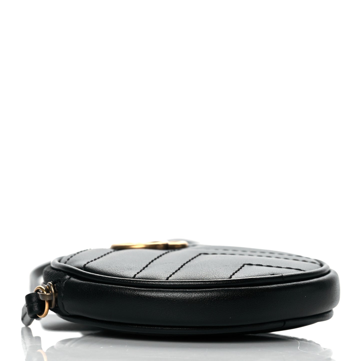Calfskin Matelasse GG Marmont Round Mini Bag Black