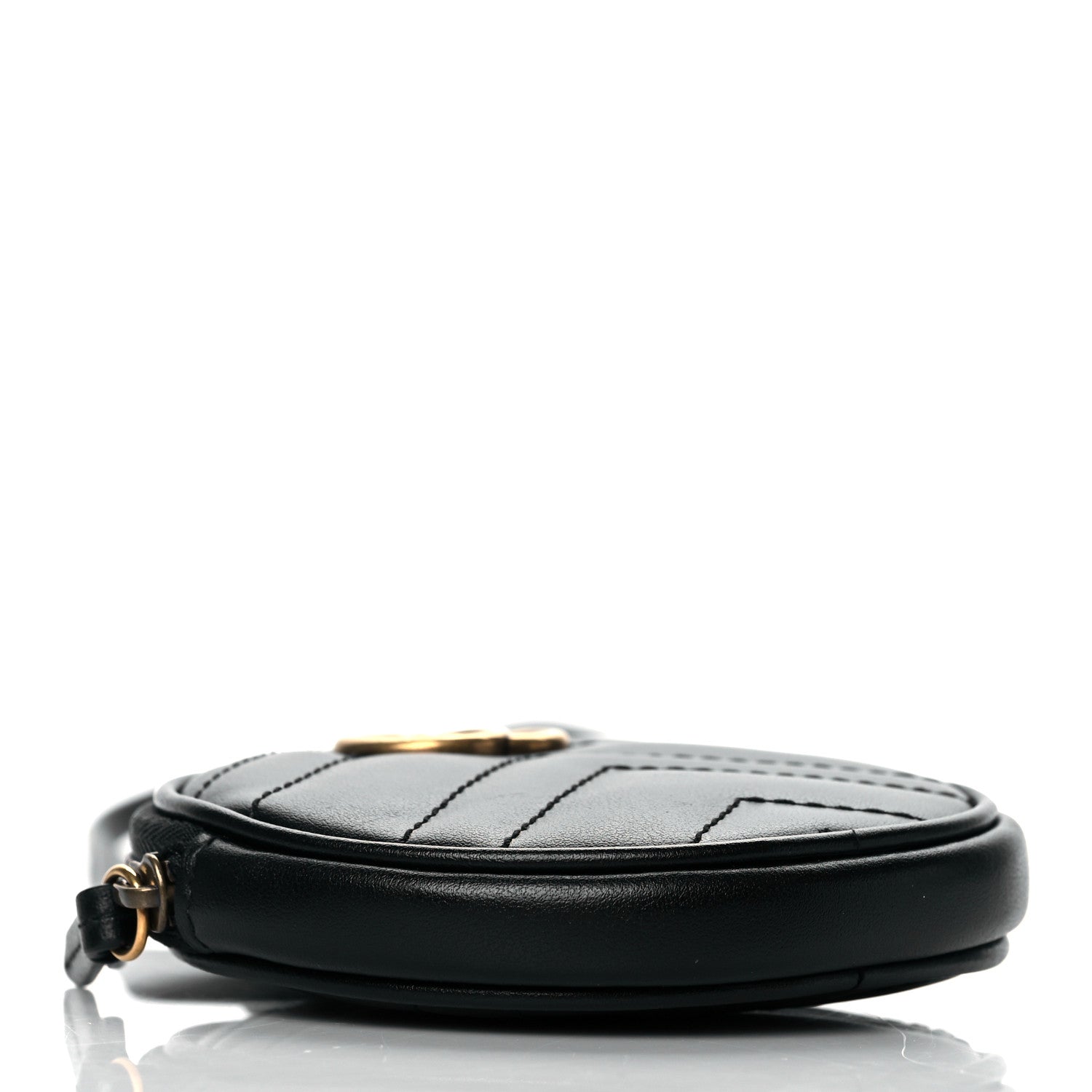 Gucci Calfskin Matelasse GG Marmont Round Mini Bag Black 4 of 11