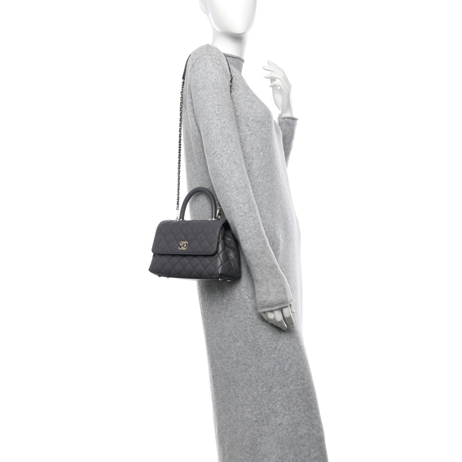 Chanel Caviar Quilted Mini Coco Handle Flap Grey 2 of 10