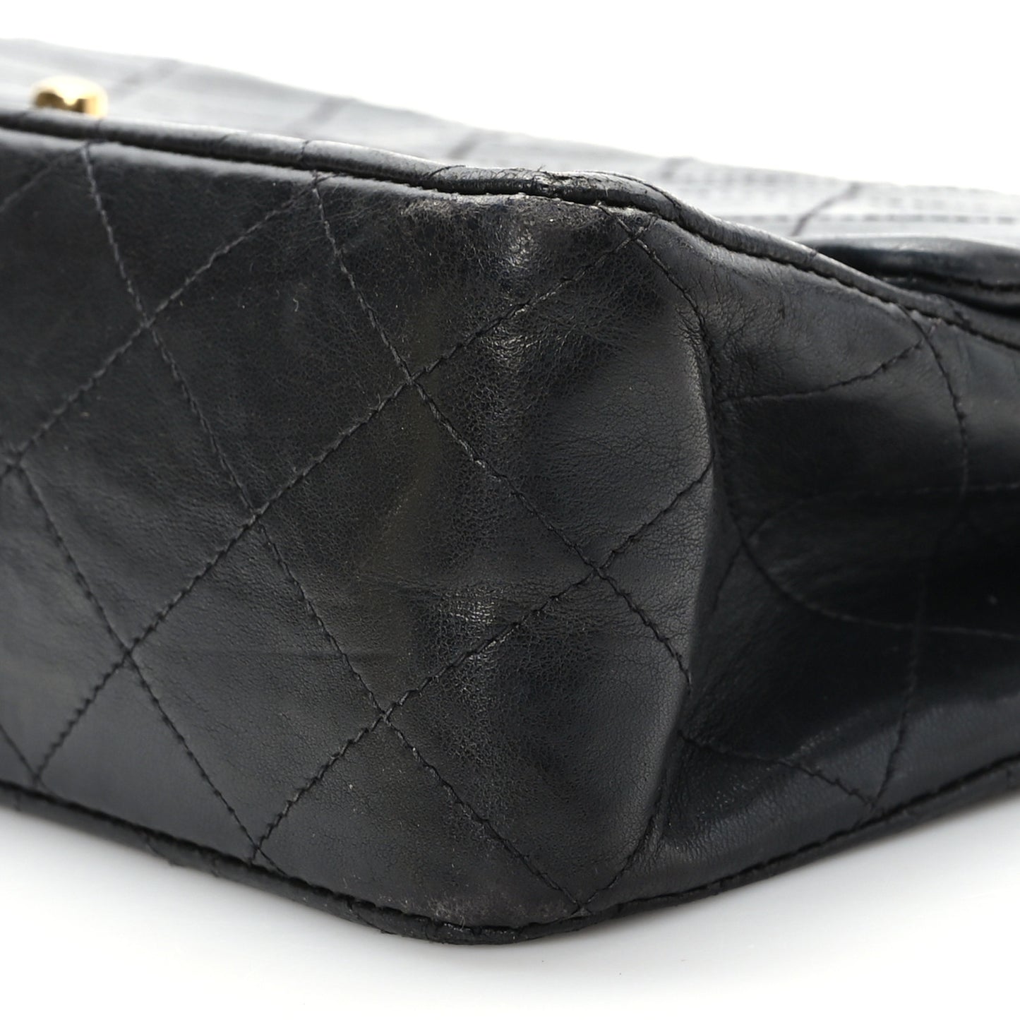 Lambskin Quilted Medium Double Flap Black
