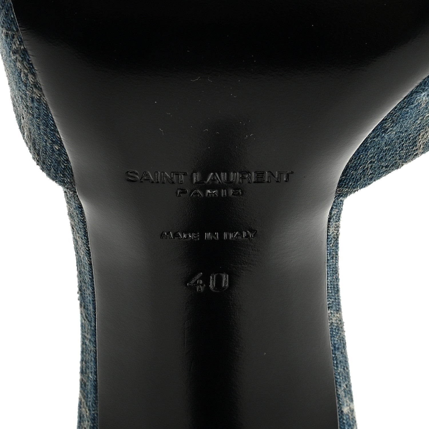 Saint Laurent Denim Monogram La 16 Mule Sandals 40 Blue Jeans 6 of 7