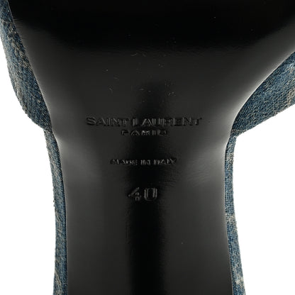 Saint Laurent Denim Monogram La 16 Mule Sandals 40 Blue Jeans 6 of 7