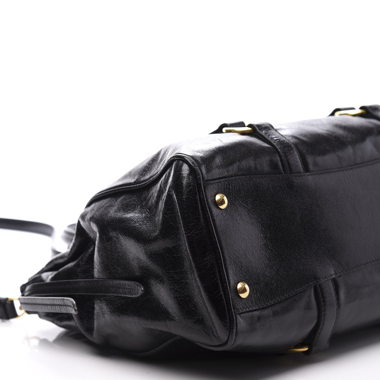 Vitello Shine Double Zip Tote Black