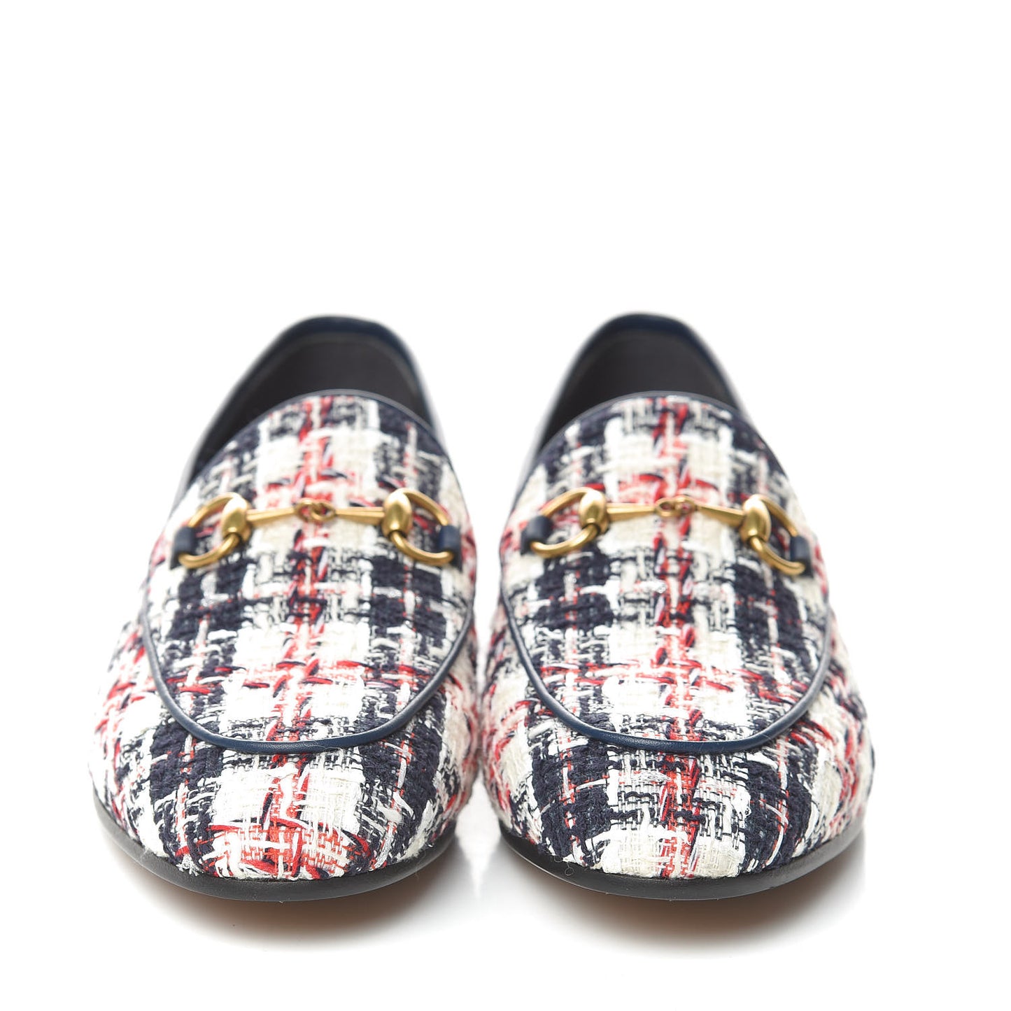 Tweed Check Horsebit Womens Jordaan Loafers 36 Gardenia Ink Blue Agata