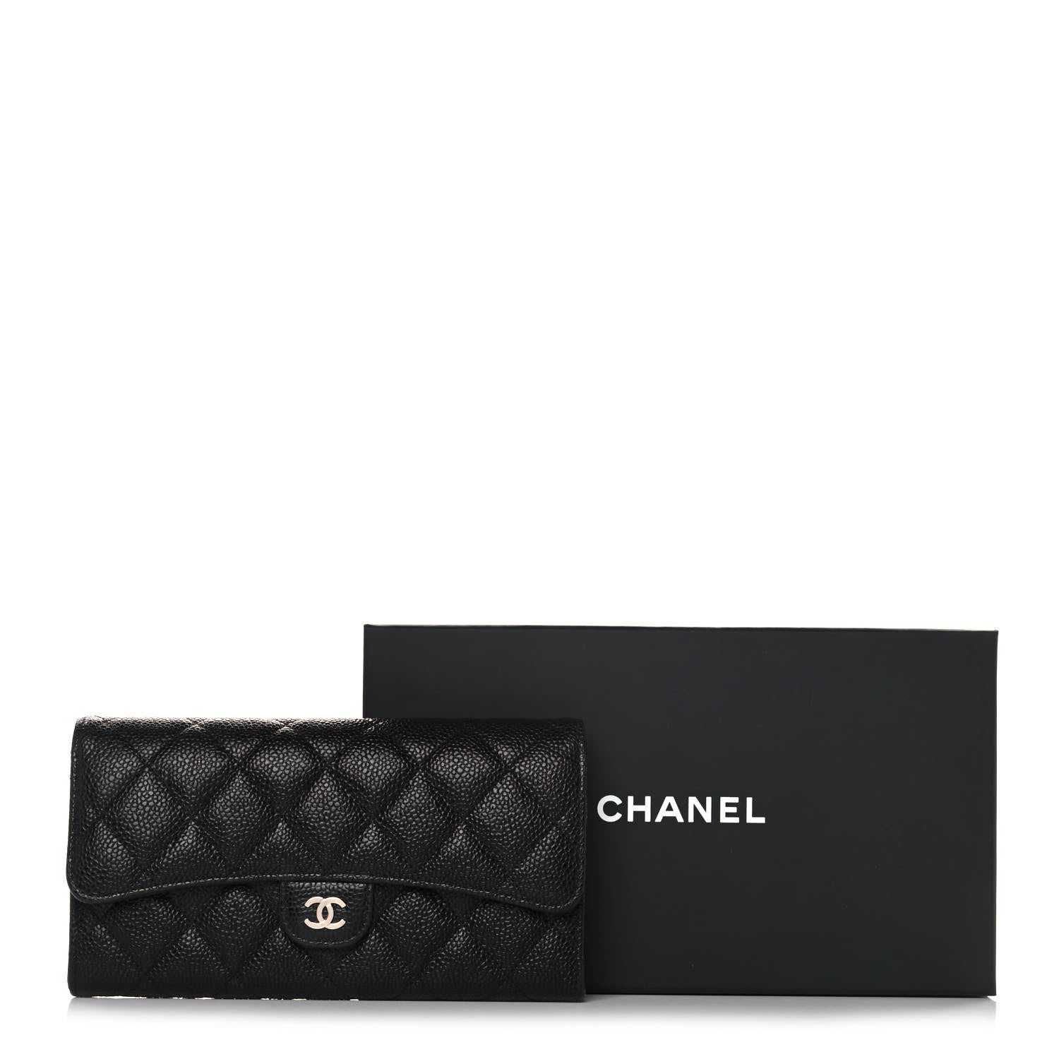 Chanel Caviar Quilted Large Gusset Flap Wallet Black 14 of 14