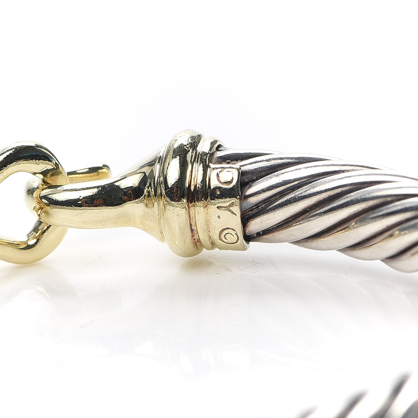 Sterling Silver 18K Yellow Gold 7mm Cable Buckle Bracelet