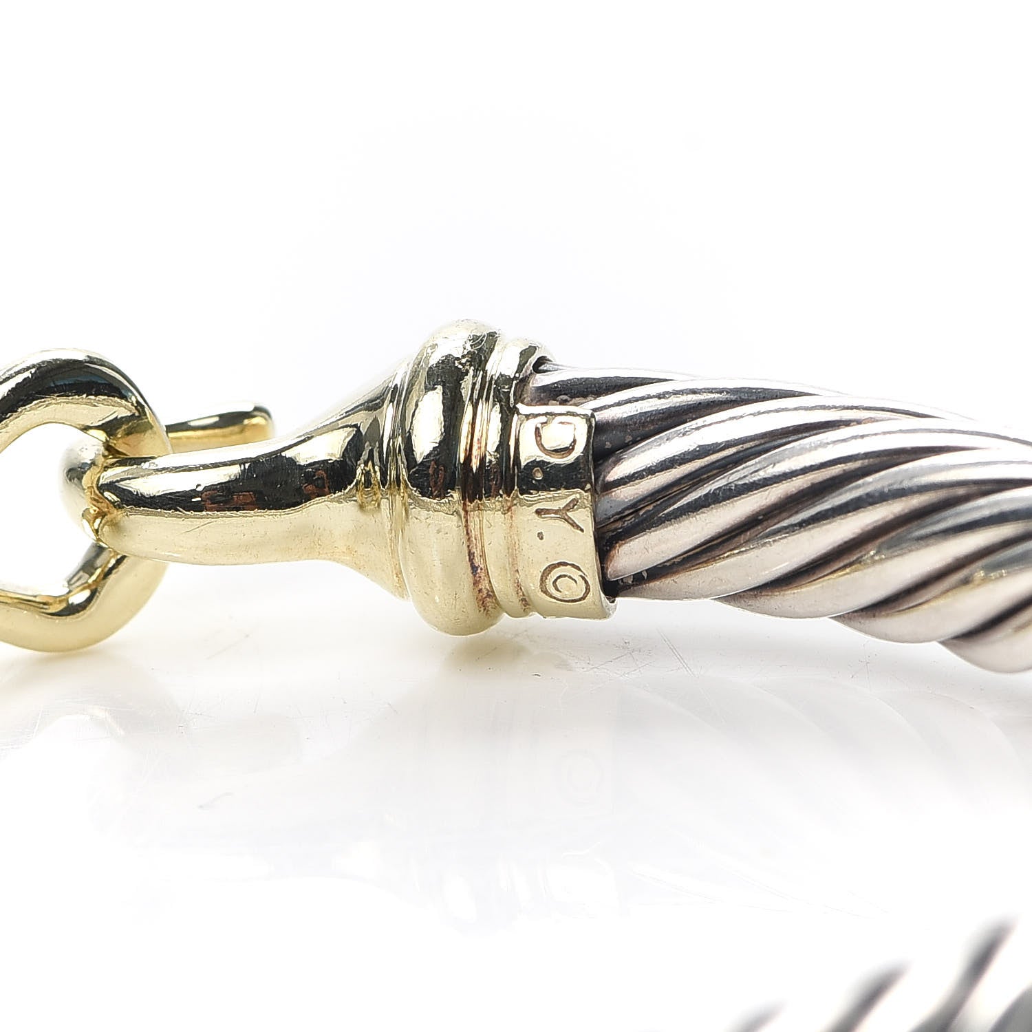 David Yurman Sterling Silver 18K Yellow Gold 7mm Cable Buckle Bracelet 5 of 5