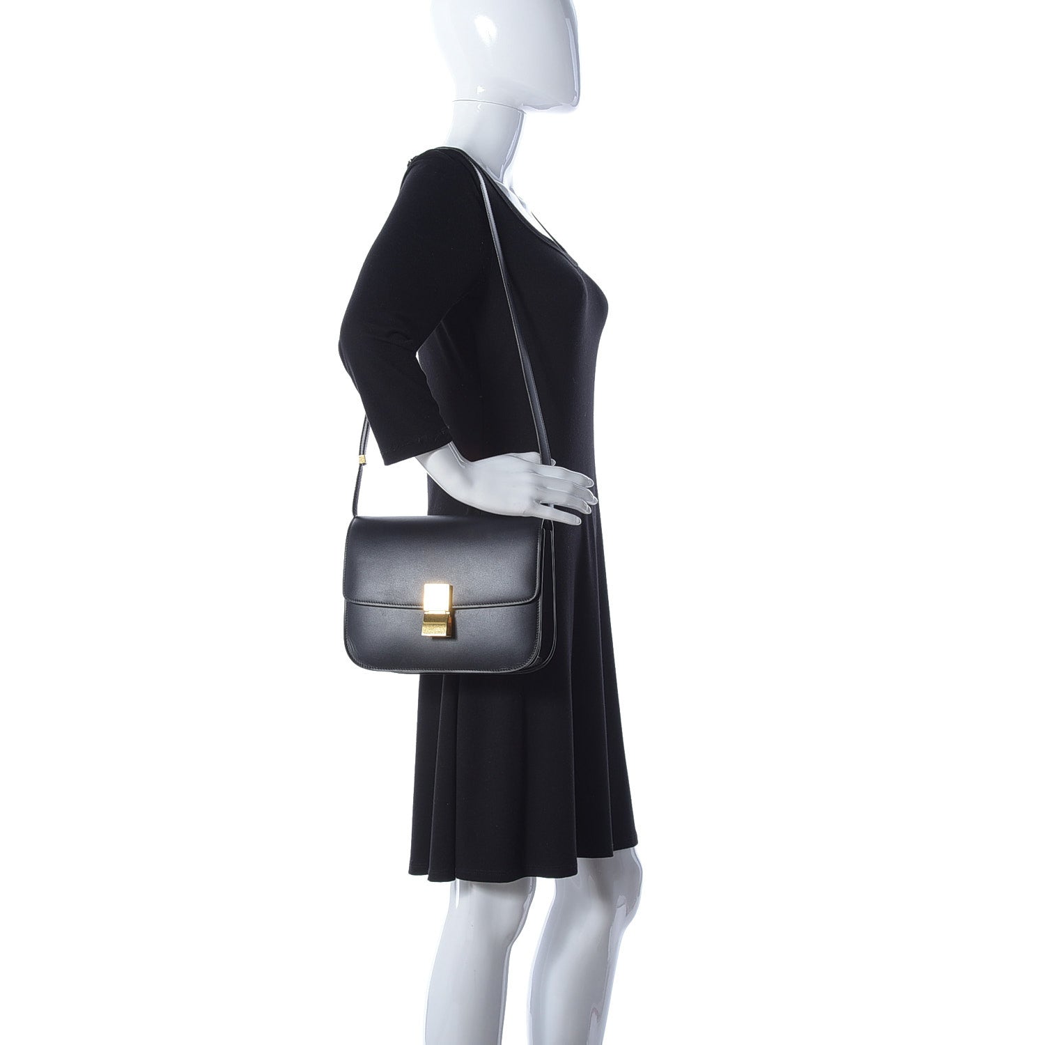 Celine Box Calfskin Medium Classic Box Flap Bag Black 2 of 16