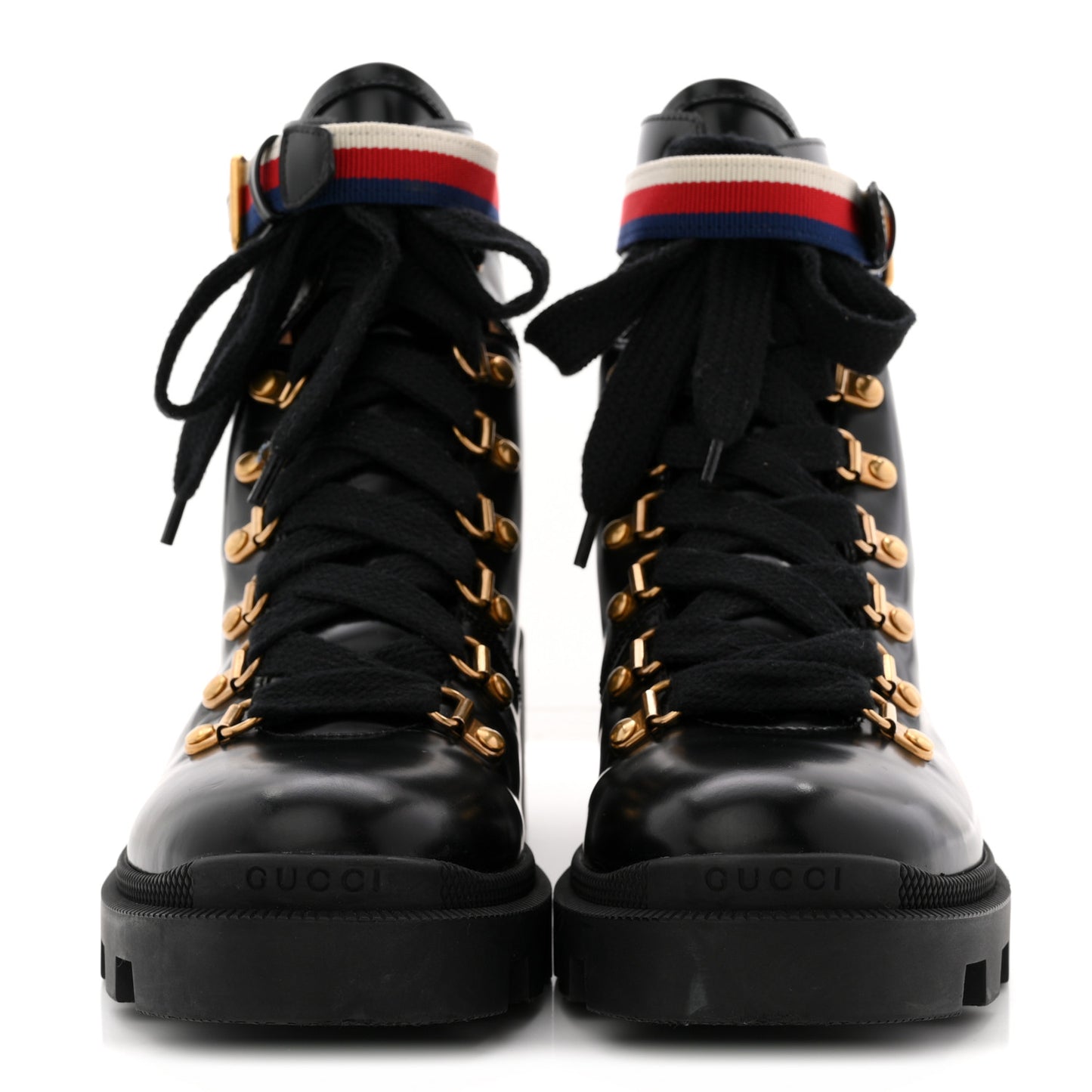 Calfskin Sylvie Web Womens Lace Up Combat Boots 38 Black
