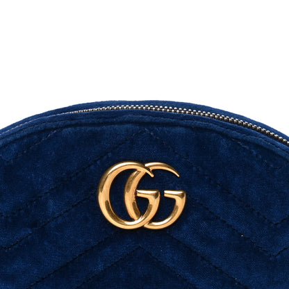 Gucci Velvet Matelasse GG Marmont Belt Bag 85 34 Cobalt Blue 9 of 13