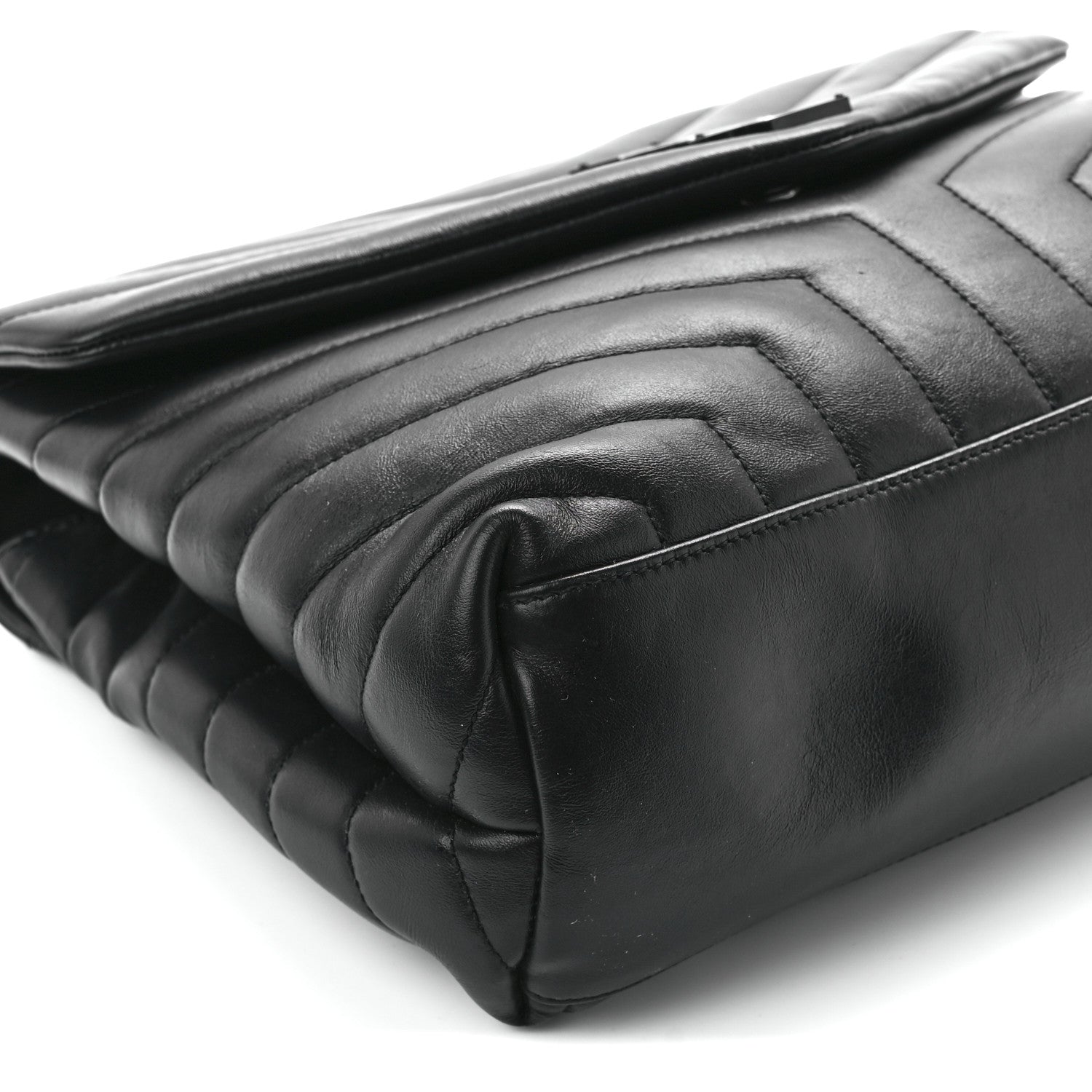Saint Laurent Calfskin Y Quilted Monogram Monochrome Medium Loulou Chain Satchel Black 10 of 11