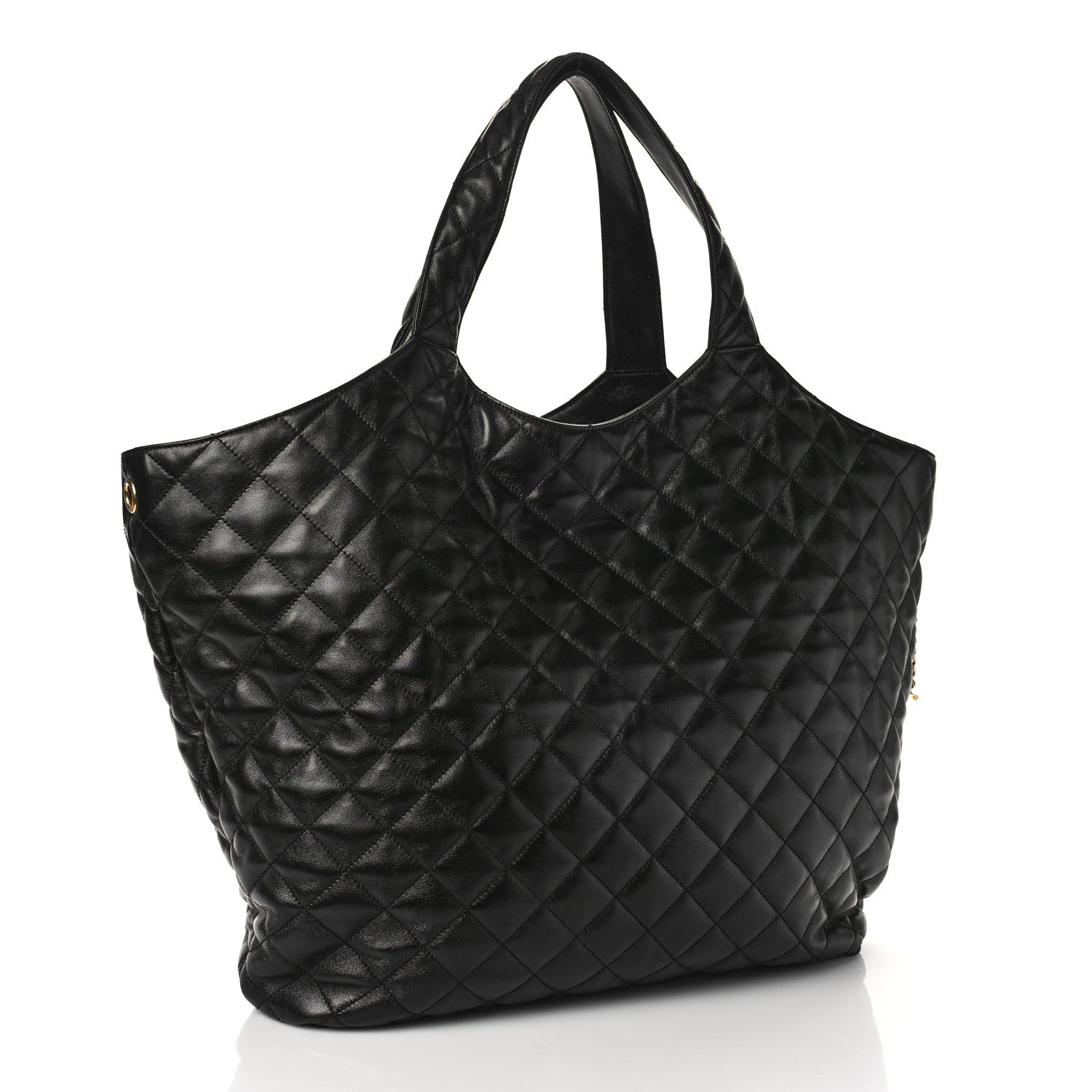 Saint Laurent Lambskin Quilted Maxi Icare Shopping Tote Black 4 of 9